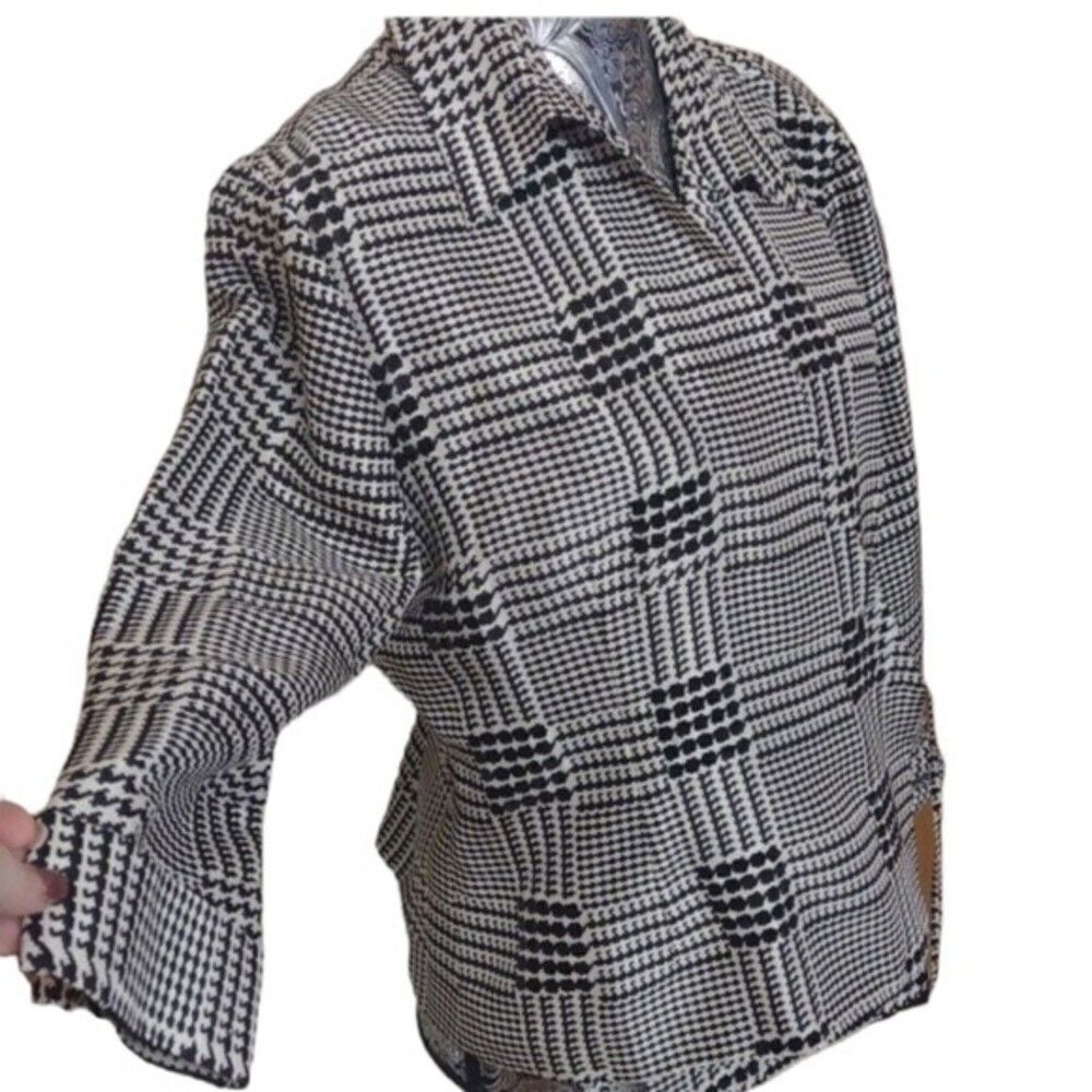 100% silk blazer subtle sequin by Vision Apparel Black White Patterned Size 16